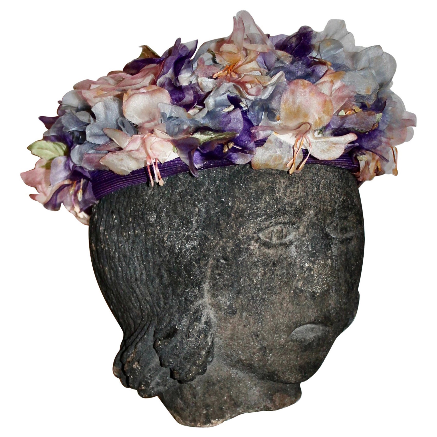 Elsa Schiaparelli 1960's Silk Flowers Hat For Sale at 1stDibs