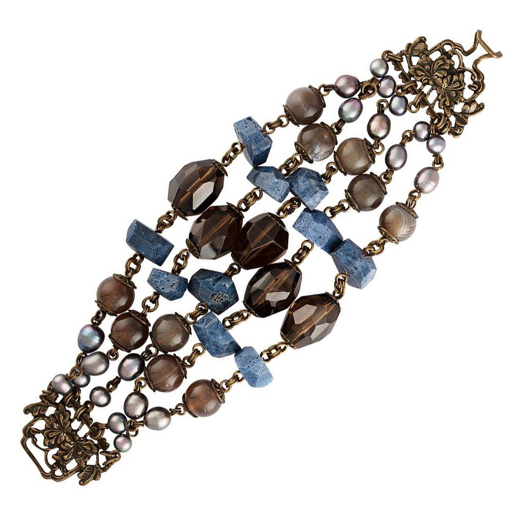 Stephen Dweck 5 Strand Multi-Gem Bracelet For Sale