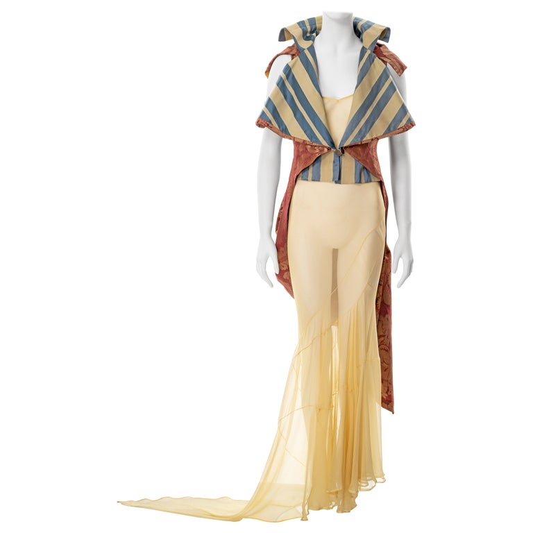 90s RARE John Galliano Silk Slip Dress Newsprint 90s Gown 