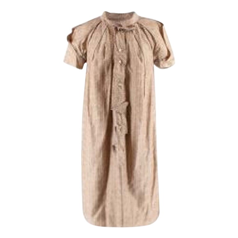 Bottega Veneta Beige Floral Cotton & Silk Button Down Midi Dress