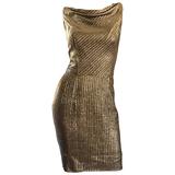 Amazing 1950s Gold Bronze Silk Metallic Late 50s Vintage Wiggle Bombshell Dress