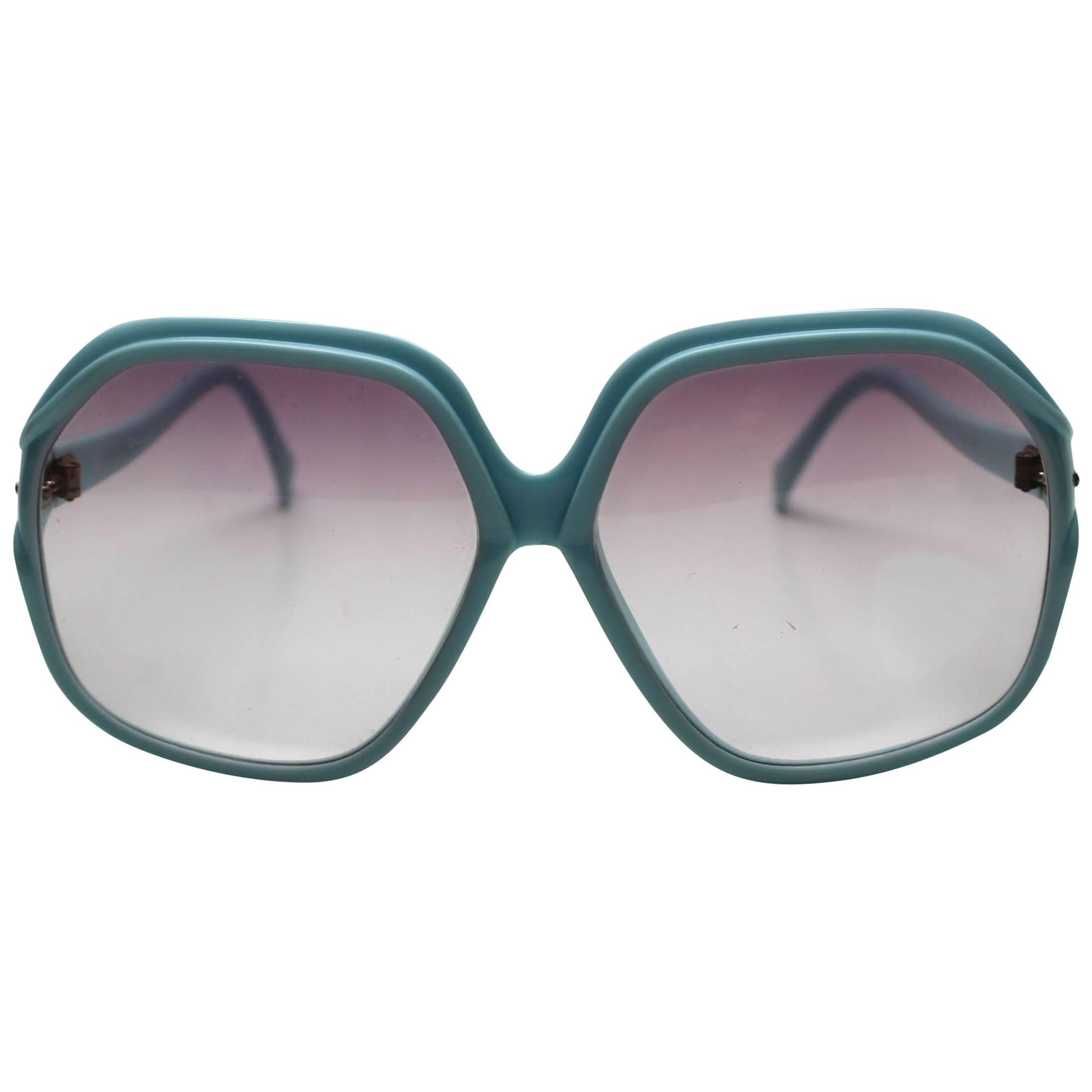 1970s Deadstock Light Blue Sunglasses Made in Italy For Sale