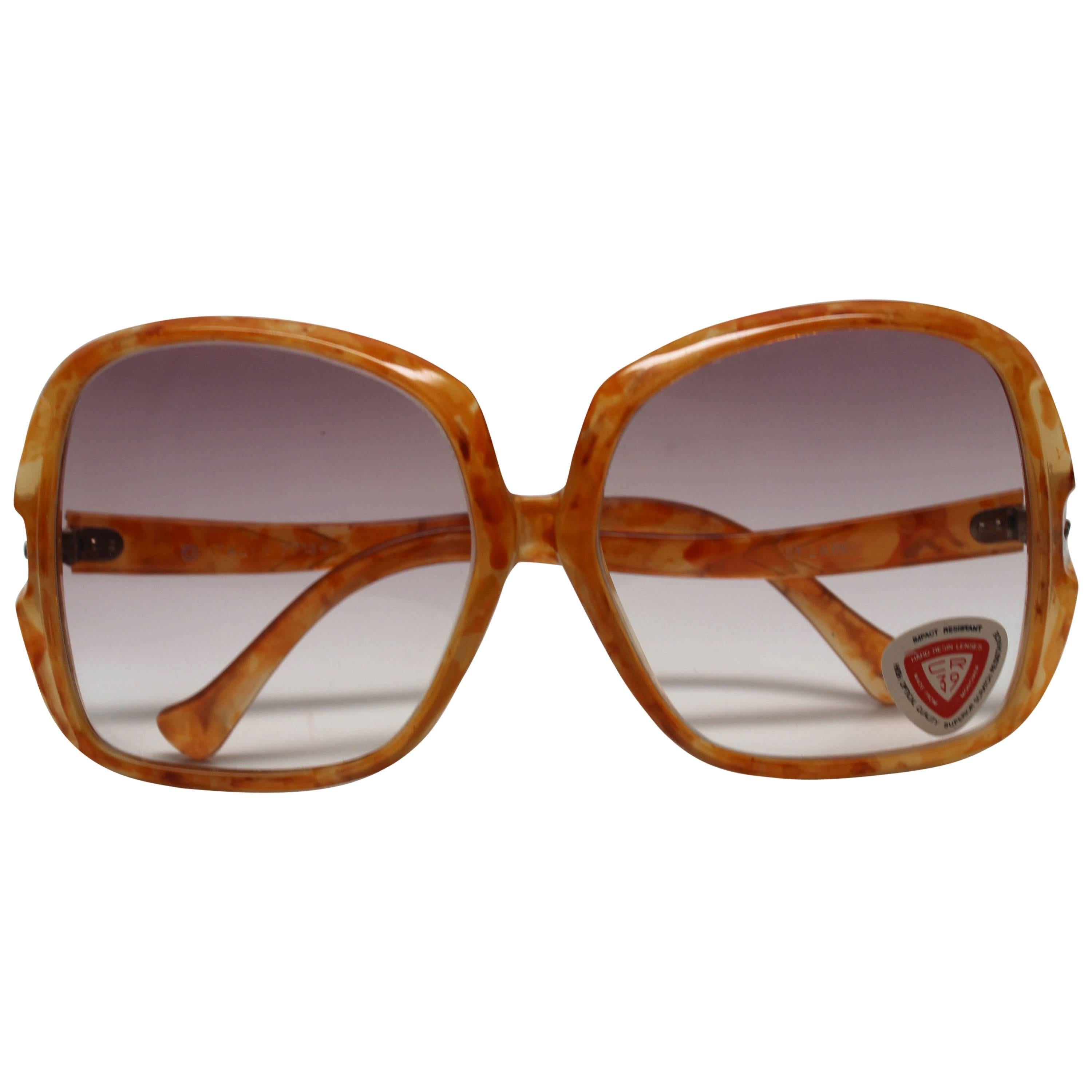 1970s Deadstock Orange Sunglasses Made in Italy For Sale