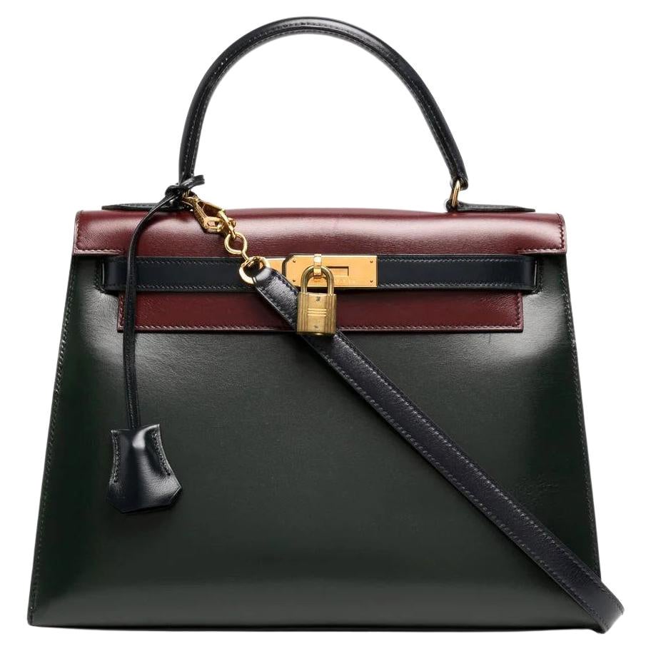HERMES Kelly 28 Sellier Chocolate Brown Leather Gold Top Handle Shoulder Bag  For Sale at 1stDibs