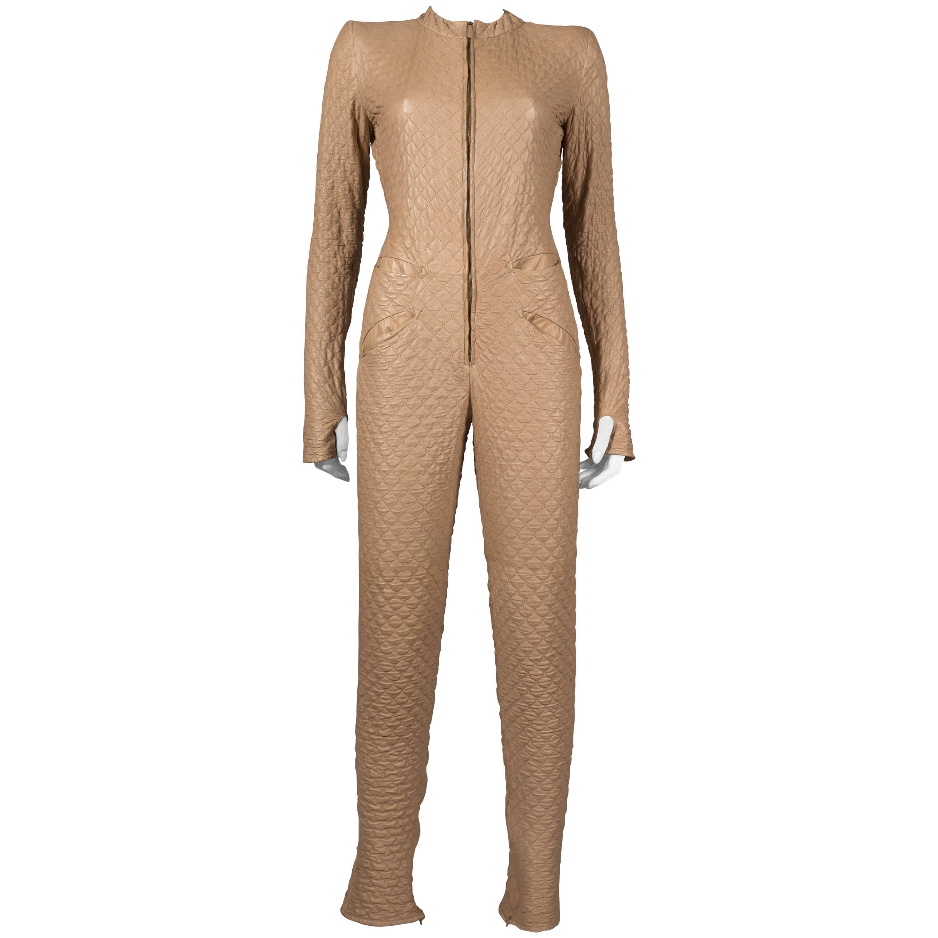 Alexander McQueen nude quilted leather 
Pantheon as Lecum
 jumpsuit, circa 2004