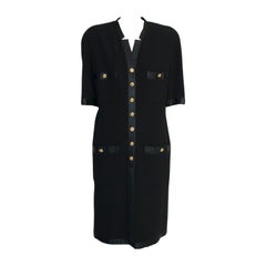 Chanel By Karl Lagerfeld Button-Embellished Classic Little Black Dress