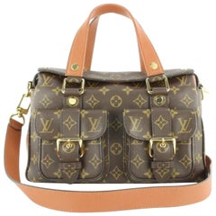 Vintage Authentic Louis Vuitton Brown Manhattan PM France w SMALL at 1stDibs