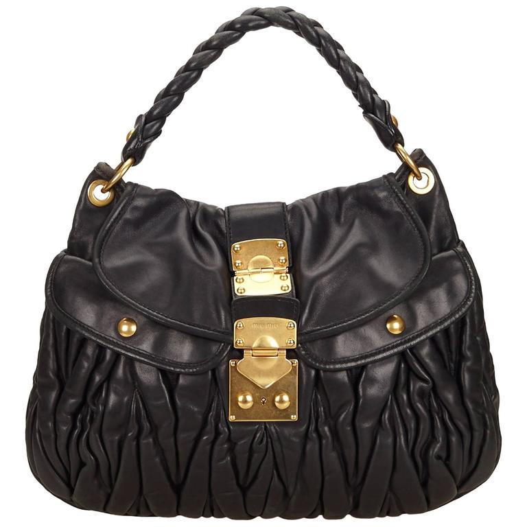 Miu Miu Black Leather Coffer Shoulder Bag For Sale at 1stdibs