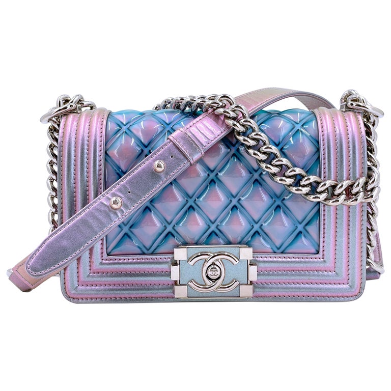 Chanel Purple Iridescent Quilted Leather Small Boy Flap Bag Chanel