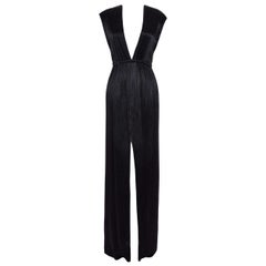 Halston Black Pleated Dress with Deep Slit, 1970’s