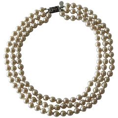 Collier de fausses perles 'Jackie's Pearls' de Franklin Mint:: triple rang:: édition limitée des années 90