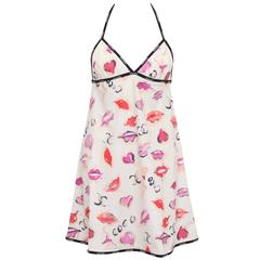  Vintage Chanel Pop Lip Print Dress / Swim Coverup with Logos