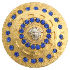 Gianni Versace Medusa Hair Pin with Blue Rhinestones