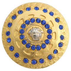 Gianni Versace Medusa Hair Pin with Blue Rhinestones 1