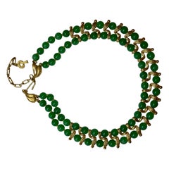 Vintage Rare Puccini Gilded Gold Hardware With Jade-like Curved Adjustable Choker
