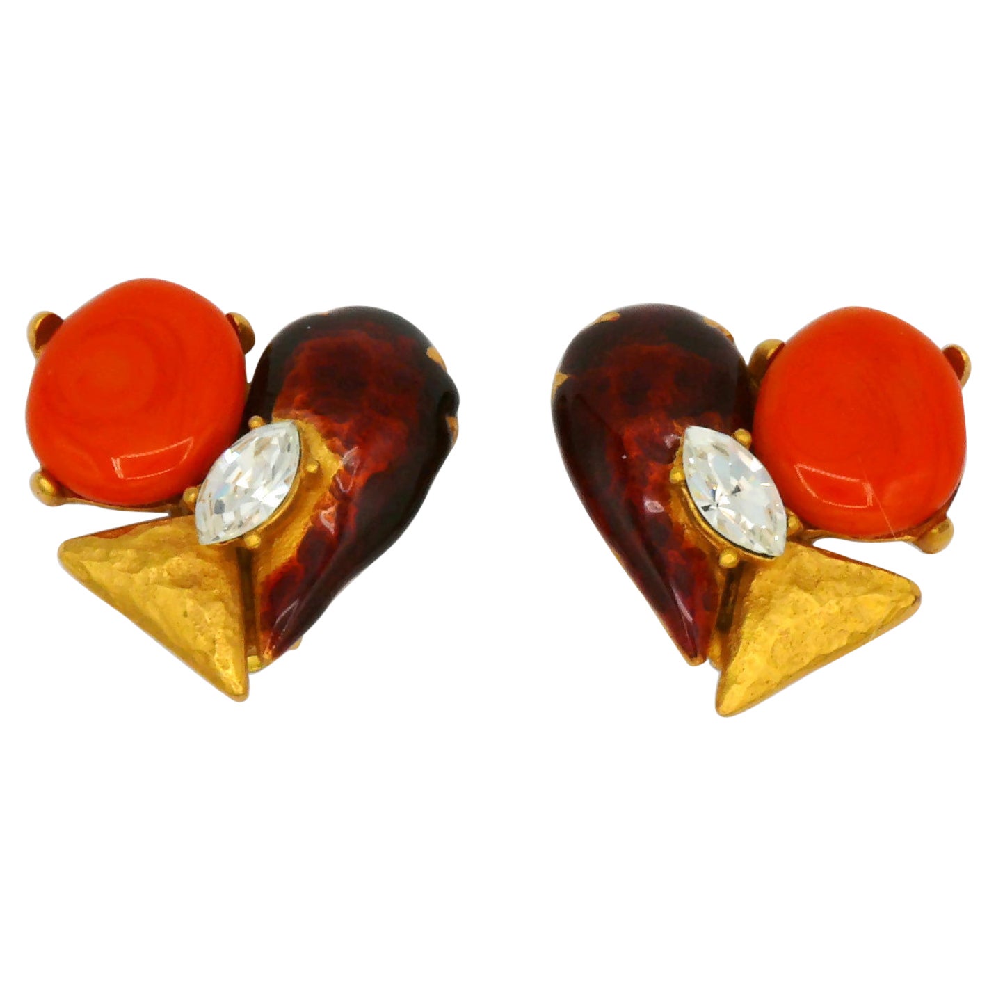 CHRISTIAN LACROIX Vintage Heart Clip-On Earrings For Sale