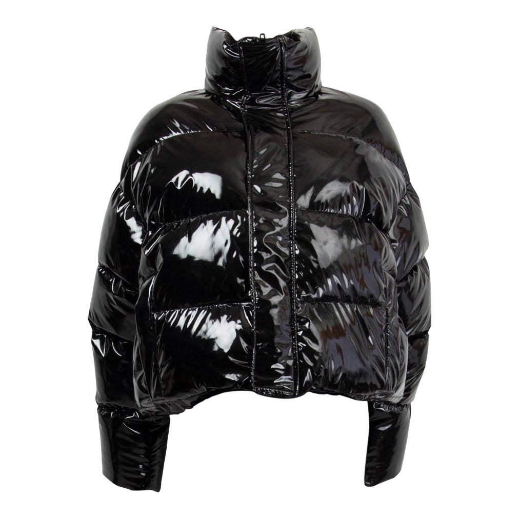 BALENCIAGA - Veste noire en polyester à capuche façon foulard, 38 S en vente