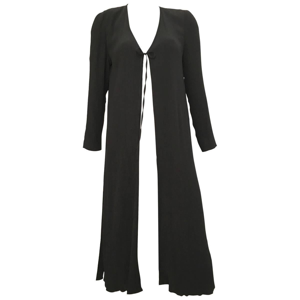 Fendi Evening Black Textured Silk Duster Jacket Size 6. For Sale