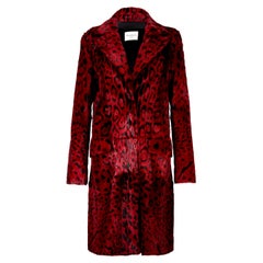 Verheyen London Leopard Print Coat in Red Ruby Goat Hair Fur UK 10