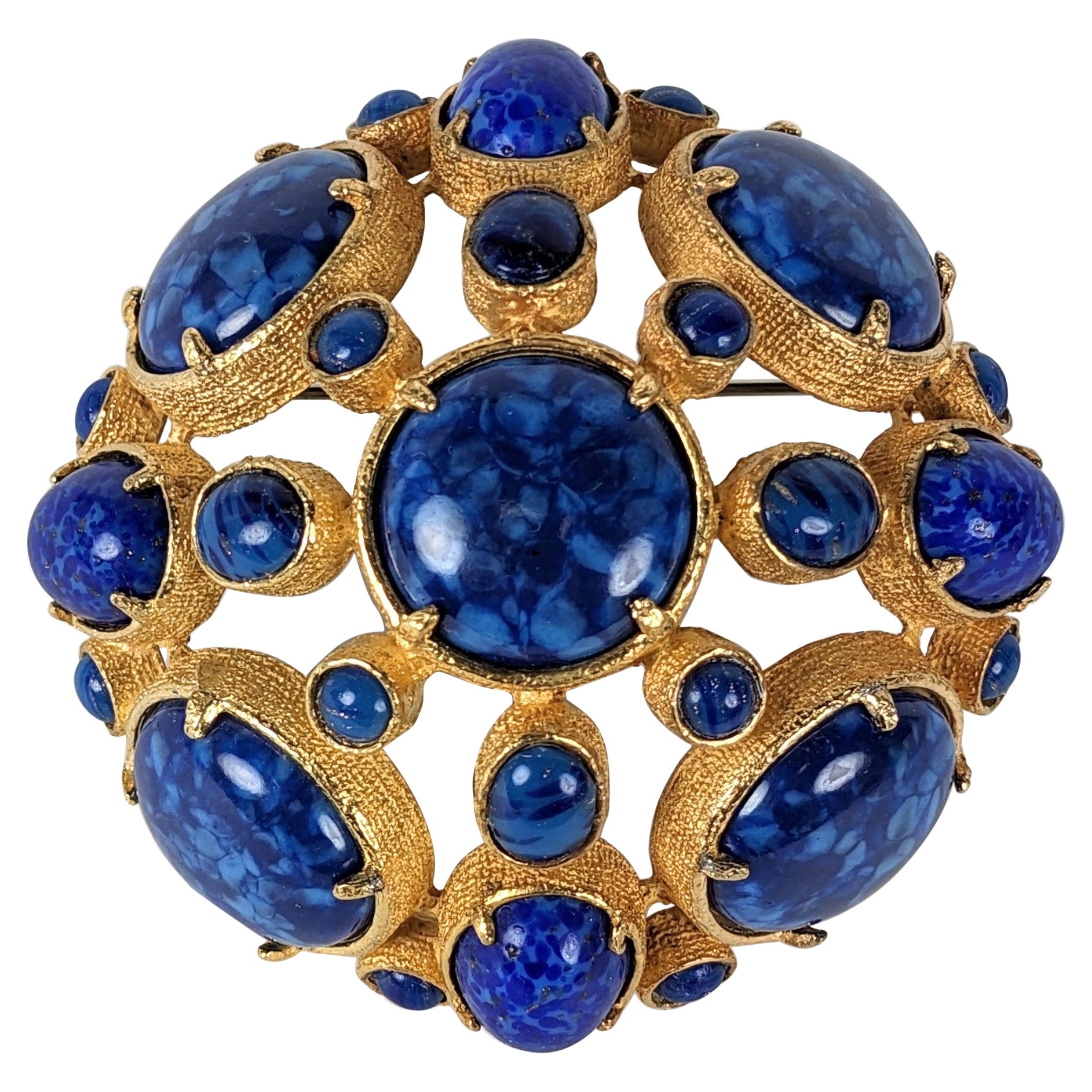Kenneth Jay lane Faux Lapis Domed Crest For Sale
