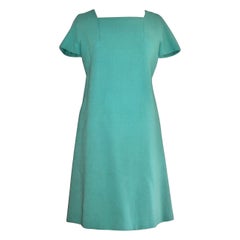 Retro Jean Patou Paris Collection Boutique Green/Blue Day Dress
