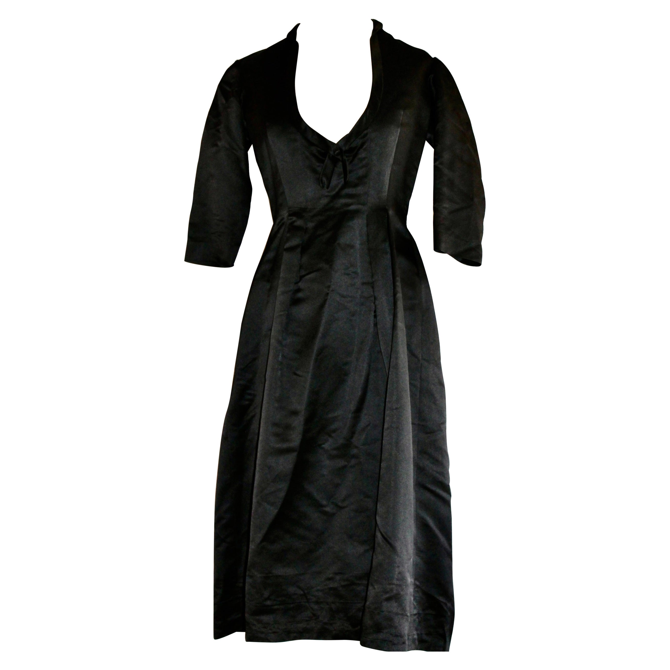 Christian Dior Original Early Black Satan/Silk Evening Dress For Sale