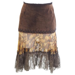 D&G Dolce & Gabbana brown multicoloured skirt