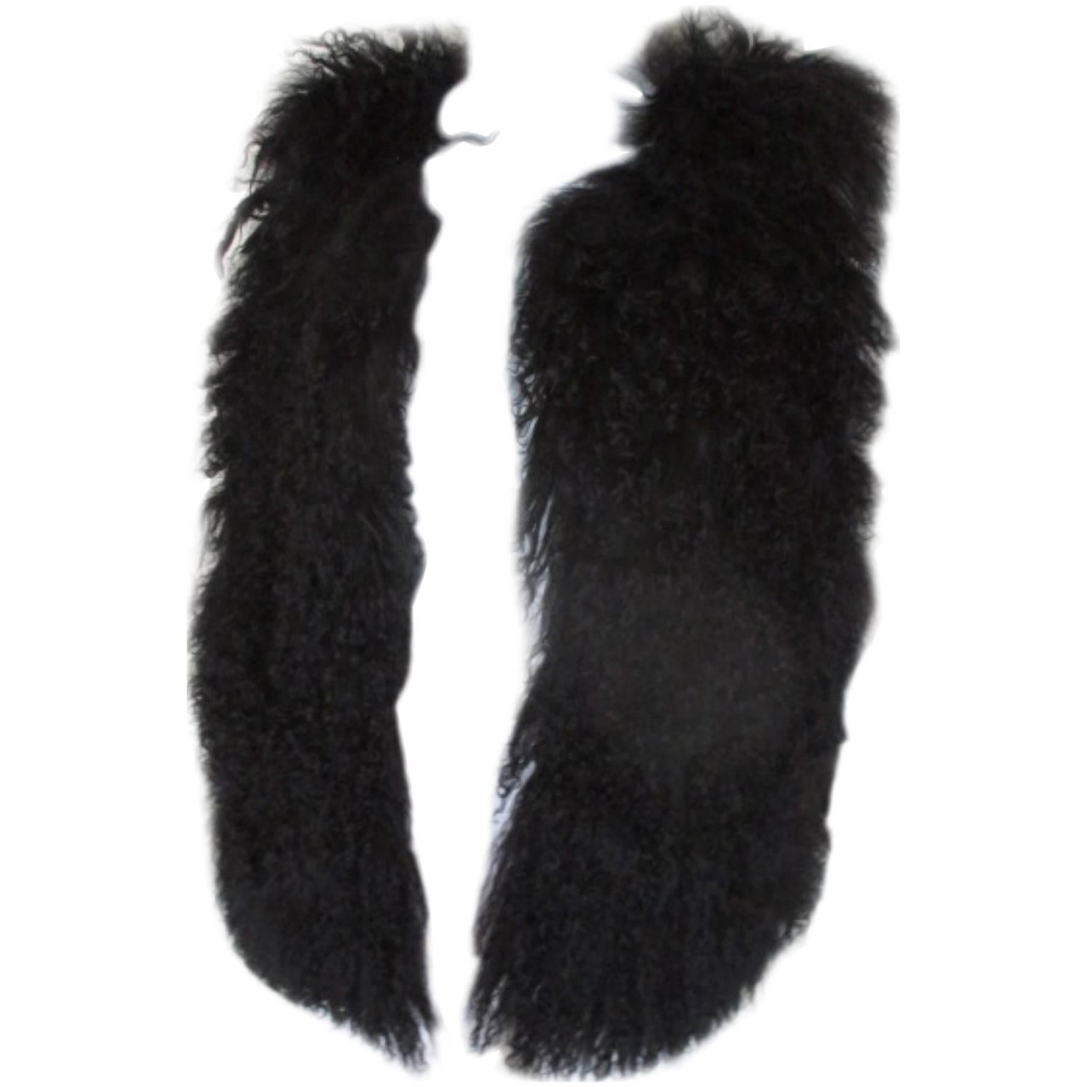 black mongolian lamb sleeveless fur vest For Sale