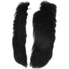 gilet senza maniche in pelliccia di agnello mongolo nero