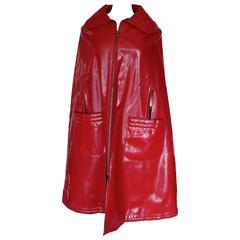 Pierre Cardin Brilliant Red Vinyl Cape Space Age Mod 1960s Size S/M 10