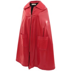Rare Pierre Cardin Red Vinyl Cape Space Age & Futurism Collection 60s Size M 1