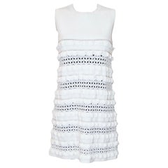 Chanel White Cotton Frill Sleeveless Dress