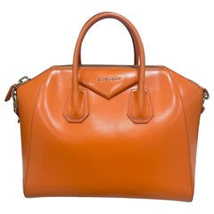 Used Givenchy Antigona Big Orange Leather Top Handle Bag