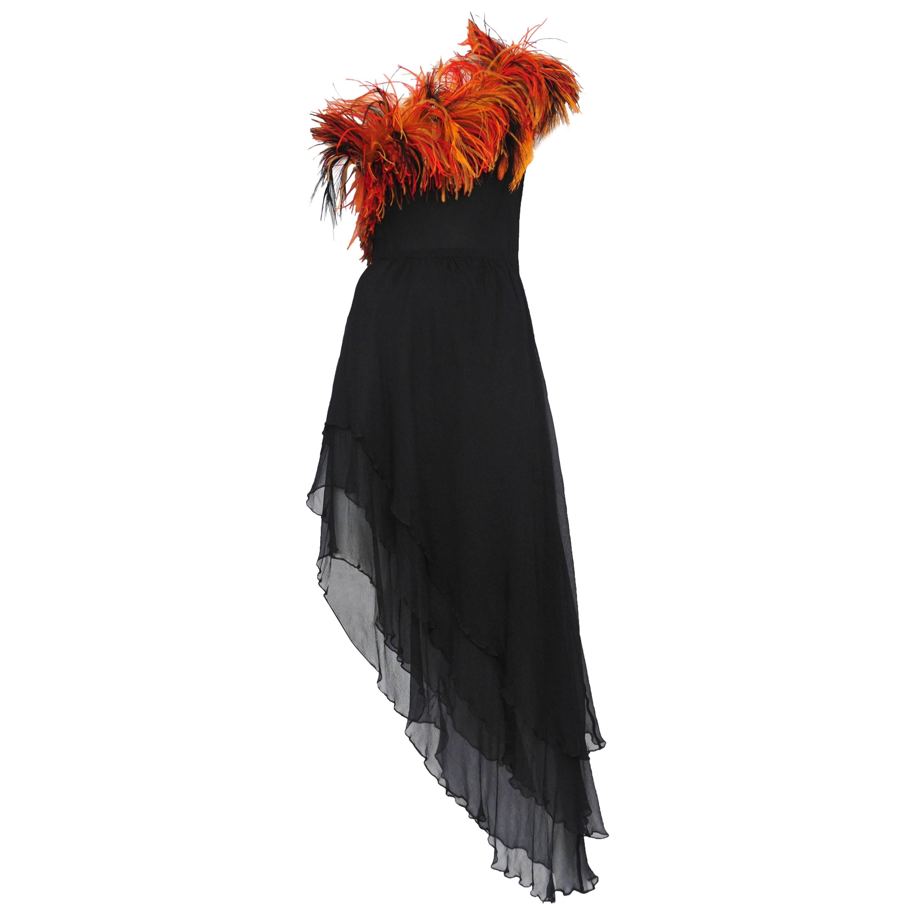 Yves Saint Laurent Ostrich Feather Disco Gown