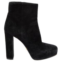 Pre-Loved Prada Women's Black Pointed Toe Platform Heeled Ankle Boot