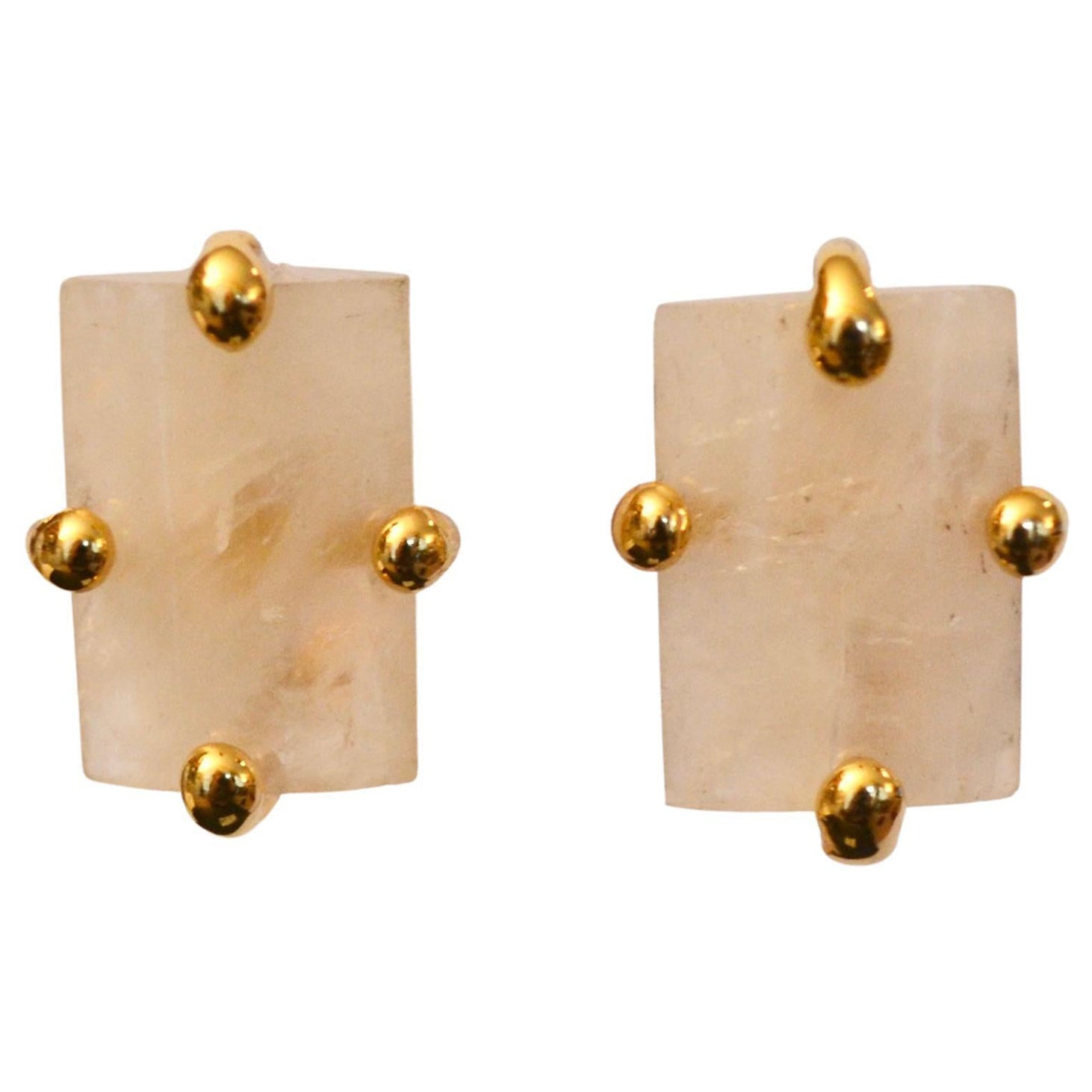24-Carat Gilded bronze and Rock Crystal Clip Earrings