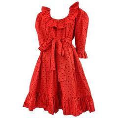 Yves Saint Laurent Red Polka Dot Evening Frock