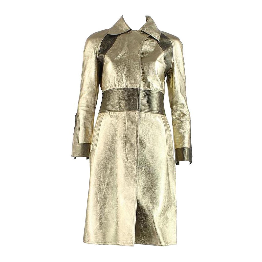 2000 Tom Ford for Gucci Look#26 Gold Leather Coat For Sale at 1stDibs