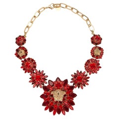 Versace Crystal Statement Necklace in Red