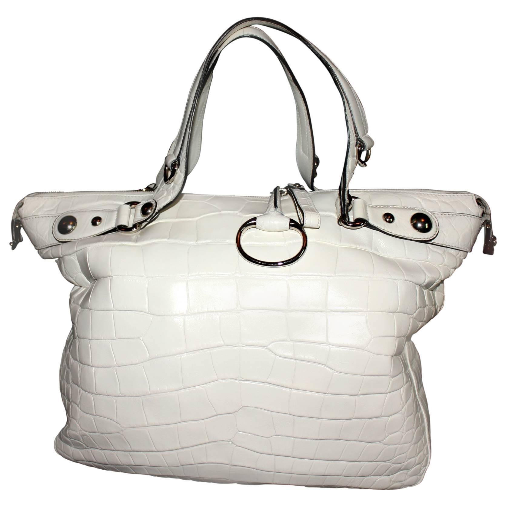Gucci Ivory Exotic Icon Bit Shoulder Tote Bag