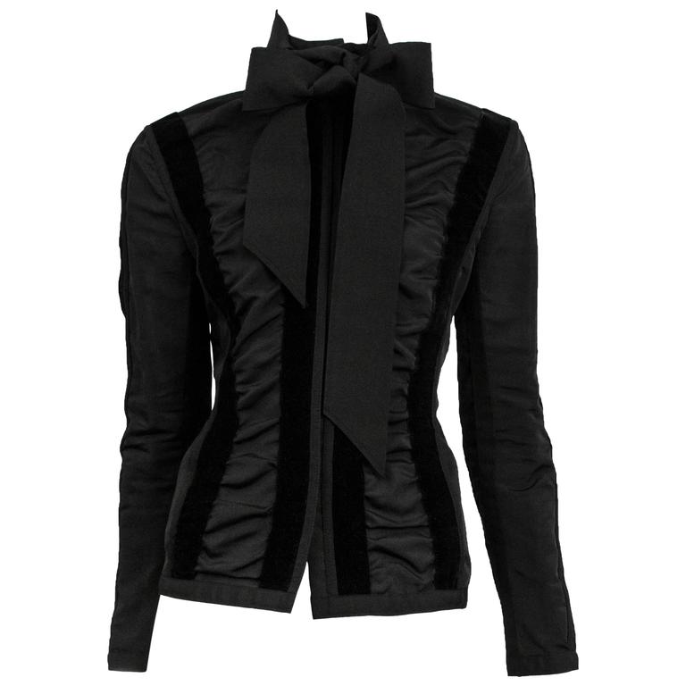 Tom Ford for Yves Saint Laurent Black Taffeta Bow Jacket For Sale at ...
