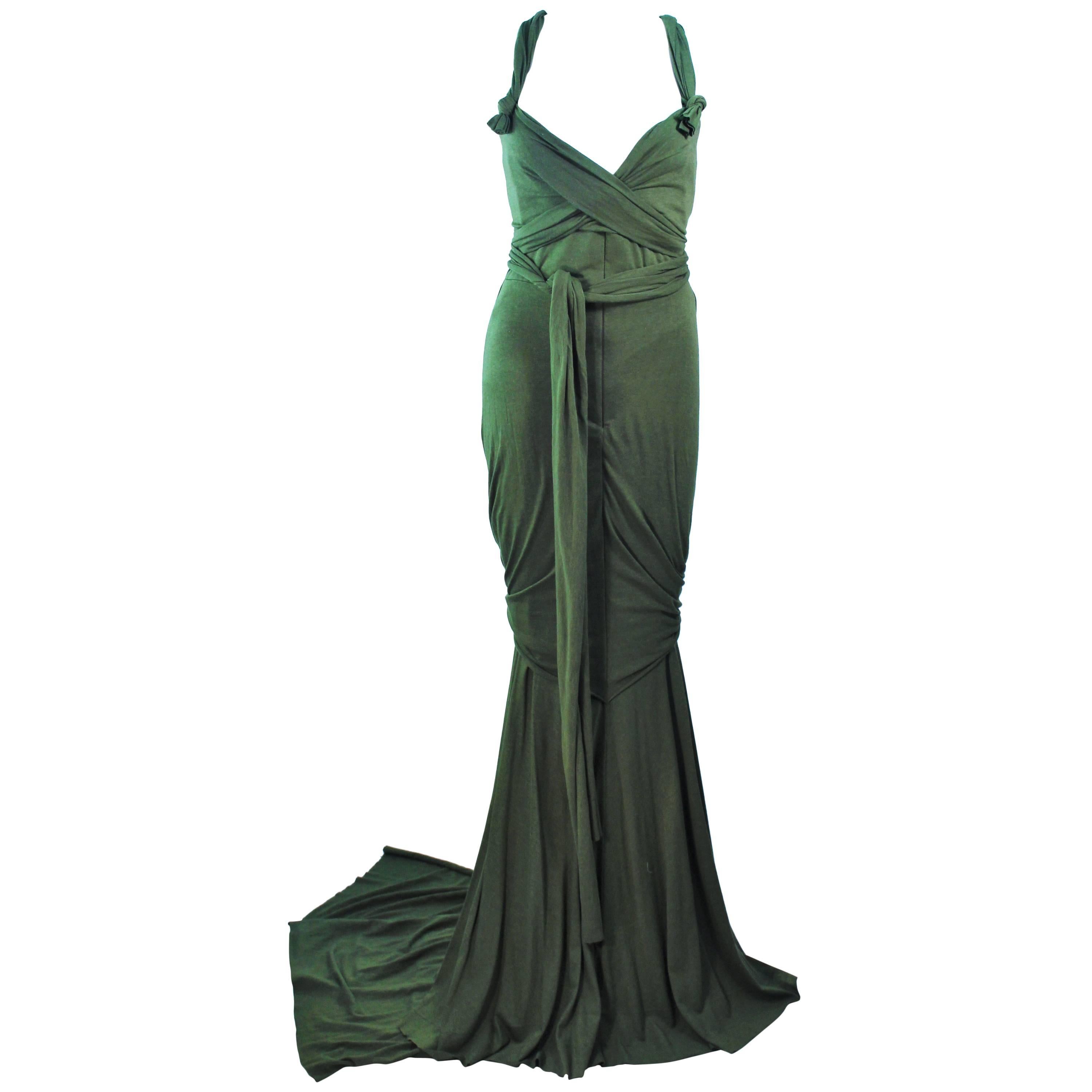 ELIZABETH MASON COUTURE Bamboo Jersey Eco Chic Draped Gown Made To Order For Sale