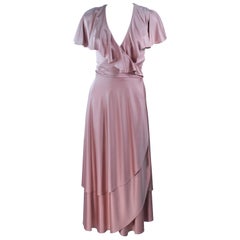 ELIZABETH MASON COUTURE Blush Silk Jersey Ruffled Cocktail Dress Made to Order