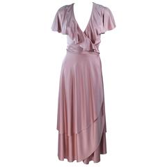 ELIZABETH MASON COUTURE Blush Silk Jersey Ruffled Cocktail Dress Made to Order 6