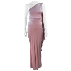 ELIZABETH MASON COUTURE Silk Jersey One Shoulder Gown Blush Made To Order