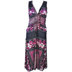 JEAN PAUL GAULTIER Sheer Pink and Black Geometric Pattern Cocktail Dress Size M 3