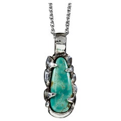 Path of Truth (Tyrone Turquoise, Sterling Silver Pendant) by Ken Fury