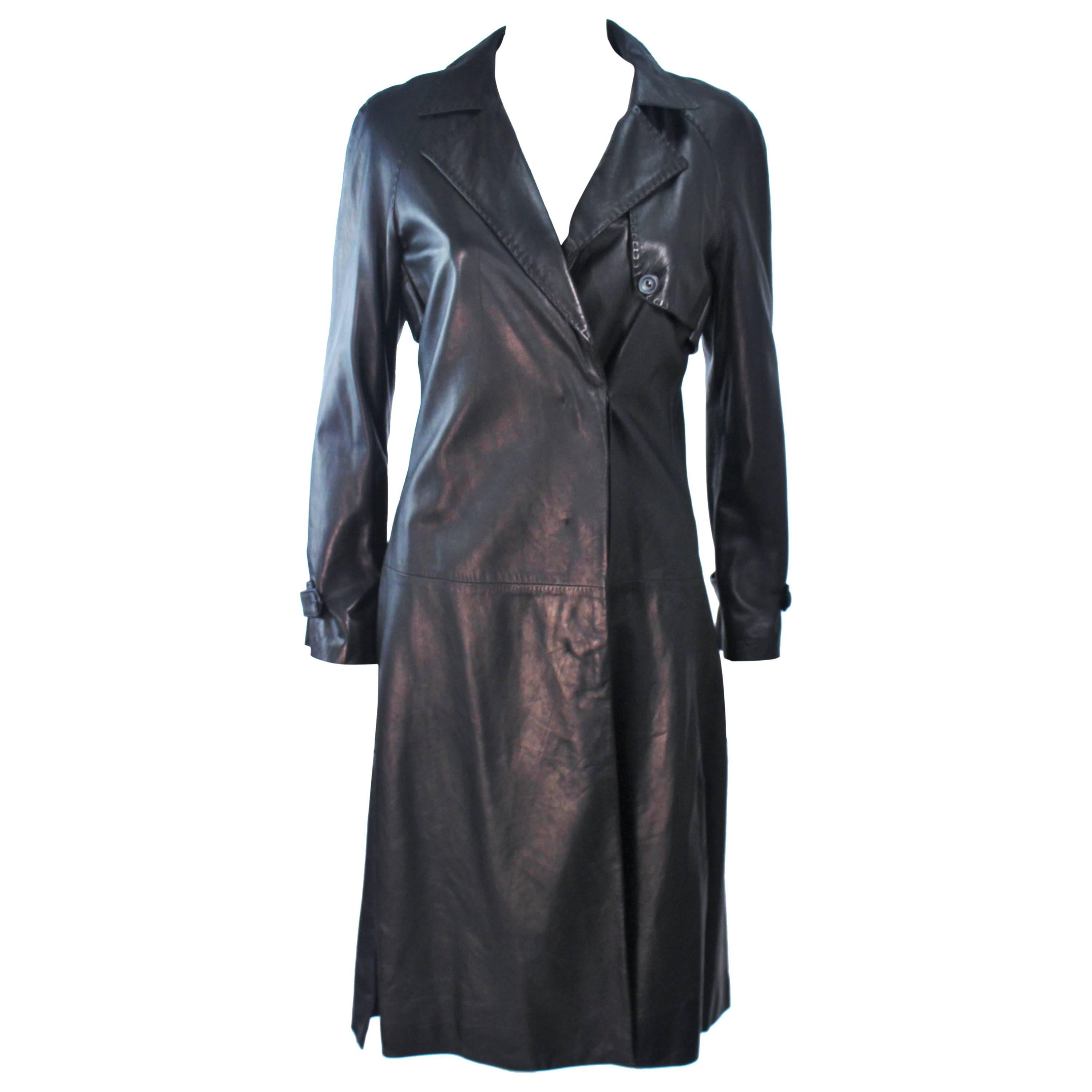 ALEXANDER MCQUEEN Supple Black Leather Trench Coat Size 38 For Sale