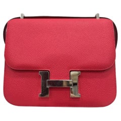 Hermès Constance 18 Epsom Leather Rouge Bouganvillea Top Shoulder Bag