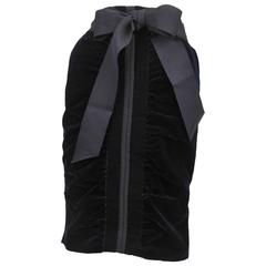 Tom Ford for Yves Saint Laurent Navy Velvet Bow Skirt 3